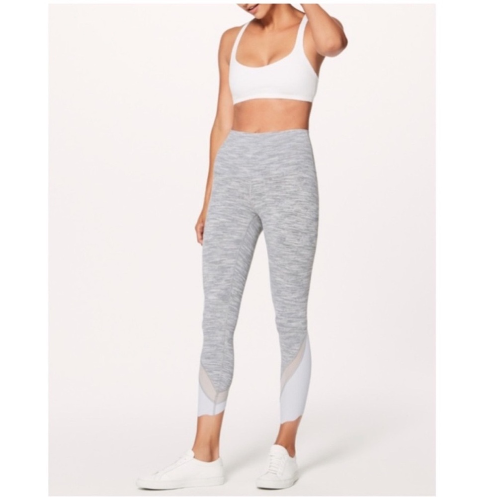 Lululemon Wonder Under Cropped Roll Down Mesh Scalloped Leggings